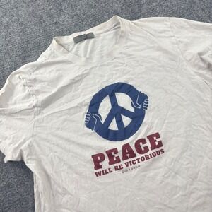 Giordano Graphic T-Shirt XL White Peace Will Be‎ Victorious Short Sleeve Womens